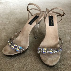 Jeweled Clear Platform Sandals